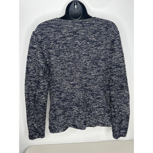 Neiman Marcus Navy Zip Up Knit Sweater Women’s Size Large - Picture 5 of 8